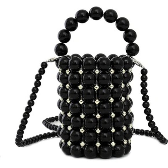 HANDMADE PEARL BEADED EVENING HANDBAG TOP HANDLE PURSE WITH INNERBAG & DUSTBAG - Picture 3 of 10